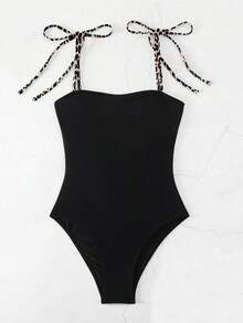 Swim Vcay 女士度假海滩豹纹绷带露背连体泳衣