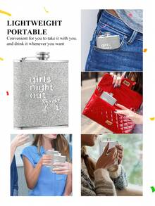 SHEIN 1 件 8 盎司女士酒瓶，不锈钢防漏彩色闪光涂层酒瓶，便携式户外扁平金属小酒瓶，适用于酒吧烧烤和旅行、储存用具、房间装饰，可用于饮用水、咖啡、牛奶、饮料等，适用于厨房、餐厅、酒吧、派对、聚会、婚礼、送给朋友的礼物、送给男朋友的礼物、送给父亲的礼物、圣诞礼物、新年礼物。 - 銀色 - 查看 5