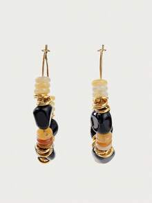 Glisma 18K 镀金波西米亚串珠耳环，Y2K/妈妈/女士/女孩/秋季/冬季/节日/假日/度假/老钱/万圣节 - 金黃色 - 查看 4