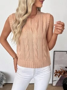 EMERY ROSE Áo dệt kim trơn màu casual dành cho nữ, thích hợp cho mùa thu. - Bụi hồng - Xem 3