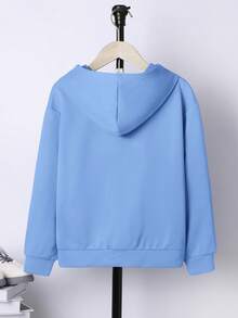 SHEIN Áo nỉ dài tay in hình hoạt hình cho bé trai tuổi teen, kiểu dáng thường ngày, mùa thu. - Màu xanh lam - Xem 2