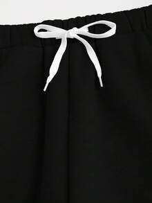 SHEIN Unity 2 件 Y2K 星豹印花连帽衫和运动裤套装，时尚街头服饰 - 黑色 - 查看 5