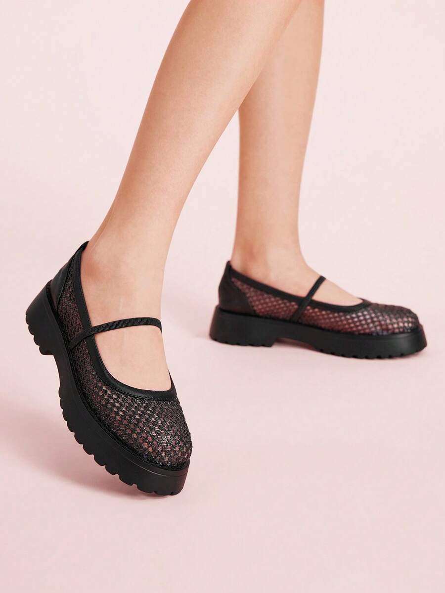 CUCCOO DOLLMOD Women's Fashion Versatile Hollow-Out Platform Shoes - Black - View 1