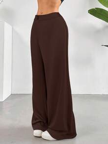 SHEIN Tall CURVE Plus Size Women's Casual Loose Solid Color Wide Leg Pants/Winter