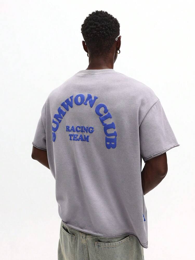 Boxy Fit Jersey Tee With Racing Team Logo Print