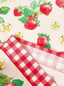 Strawberry Shortcake X SHEIN 1 Pc Thickened Anti-Slip Cartoon Strawberry Printed Table Runner, Holiday Table Runner, Fits Various Table Lengths 90/160/183/200 Cm,Gift Ideas - Red - View 7