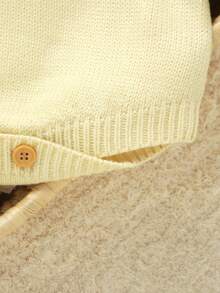 SHEIN Vintaside Kids 1 件婴儿连体衣，时尚可爱的彼得潘领设计，刺绣，甜美女婴连体衣 - 米色 - 查看 6