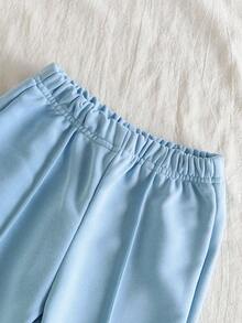 SHEIN Vintaside Kids 2 Stücke Baby Mädchen Lässig Langarm Top + Khaki Hose Set, geeignet für Ausflüge oder Lässig Zuhause