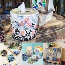 150克/5.3盎司混合尺寸玻璃马赛克瓷砖，DIY艺术项目工艺用品，家居装饰工艺配件玻璃用品