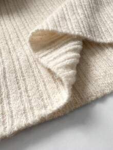 Rustia Off-Shoulder Knit Sweater + Ruffle Hem Mermaid Skirt, European And American Style, Casual Autumn/Winter Knit Maxi Skirt Set Cream Knit Maxi Skirt Set Knit Two Piece Set Cream Two Piece Set Off Shoulder Knit Set - Apricot - View 8