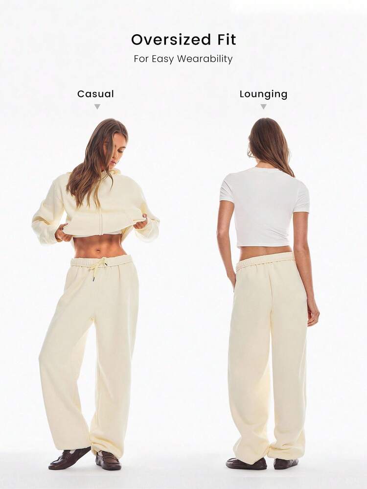 30'' Everyday Fleece Be Comfy Oversized Fit Adjustable Drawstring Waist Basic Joggers With Side Pockets Daily Casual