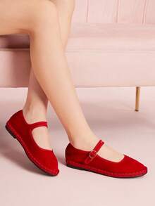 CUCCOO DOLLMOD Giày bệt Mary Jane nhung cổ điển thanh lịch, thoải mái dành cho nữ - Rouge Casaque - Xem 7