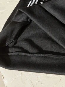 Manfinity BRENVOR Men's Long Sleeve Knit Casual Letter Print Hoodie Sweatshirt, Couple Things - Black - View 6