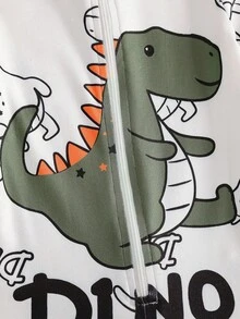 Young Boy Minimalist Red Truck Print Long Sleeve Jumpsuit Pajamas Snug Fit Dinosaur Pajamas Boys Dinosaur Outfit Kids Pajamas Dinosaur Sleepwear - Multicolor - View 6