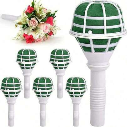 1/2/4/6pcs Plastic Flower Bouquet Holder, Modern Bridal Bouquet Handle Flower DIY Accessories