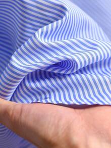 CosyJoli Set casual da 2 pezzi, camicia ampia a righe blu e bianche e canotta aderente, taglie comode - Blu - Visualizzare 7