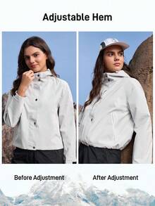 In My Nature Women's Fall Solid Color Minimalist Outdoor Waterproof Rain Jacket, Hiking Grey Windbreaker Jacket - Grey - View 3