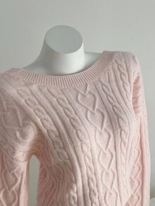 SHEIN Unity Abito casual da donna in maglia, senza schienale, con design traforato, adatto per vacanze e tempo libero - Rosa - Visualizzare 6