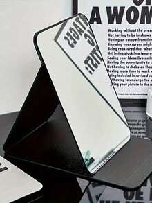 1 件可折叠化妆镜、梳妆台化妆镜、方便存储和节省空间、适用于浴室、学生宿舍、梳妆台、浴室配件情人节、情人节返校宿舍镜子便携式桌面梳妆镜、办公桌立镜、手持化妆镜、可调节桌面镜子、学生宿舍梳妆台镜子、家居装饰、房间设计婚礼、生日礼物 - 黑色 - 查看 7