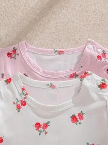 Souflis Souflis 两件套可爱碎花长袖连体衣，适合女婴，适合派对、休闲、居家穿着，2025秋冬新品 - 彩色 - 查看 7