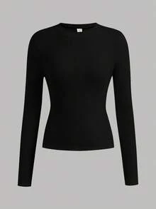 SHEIN Girlism 4 件套青少年女孩百搭圆领长袖休闲纯色 T 恤，黑色、白色、粉色、深灰色 - 彩色 - 查看 10