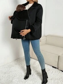 SHEIN Veste de maternité d'allaitement décontracté 3-en-1 pour l'automne/l'hiver - Noir - Voir 6