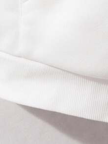 Teens' Solid Black Hooded Zip-Up Sweatshirt, Suitable For Casual & Sports Wear Fall Winter - White - View 7