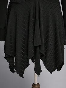 ROMWE Goth 哥特式黑暗女巫服装套装 - 黑色女巫帽、连帽运动衫和露肩连衣裙 - 黑色 - 查看 5