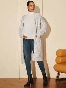 MaterniWear 孕妇落肩长袖休闲开衫，带口袋，秋季