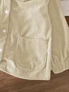 SHEIN 女童灯芯绒梭织外套，纯色，流行女童服装，适合春、秋、冬三季穿着。