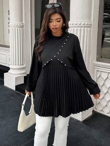 Easura Camisa con espalda fruncida y cuentas para tallas grandes