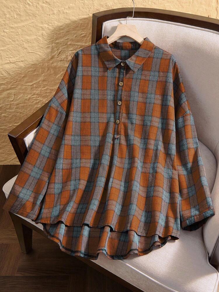 Chemise à carreaux à manches longues casual/de bureau, style campagnard pour l'automne et l'hiver, confortable, sexy, pour les costumes d'Halloween pour femmes de grande taille