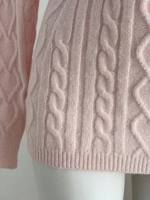 SHEIN Unity Abito casual da donna in maglia, senza schienale, con design traforato, adatto per vacanze e tempo libero - Rosa - Visualizzare 4