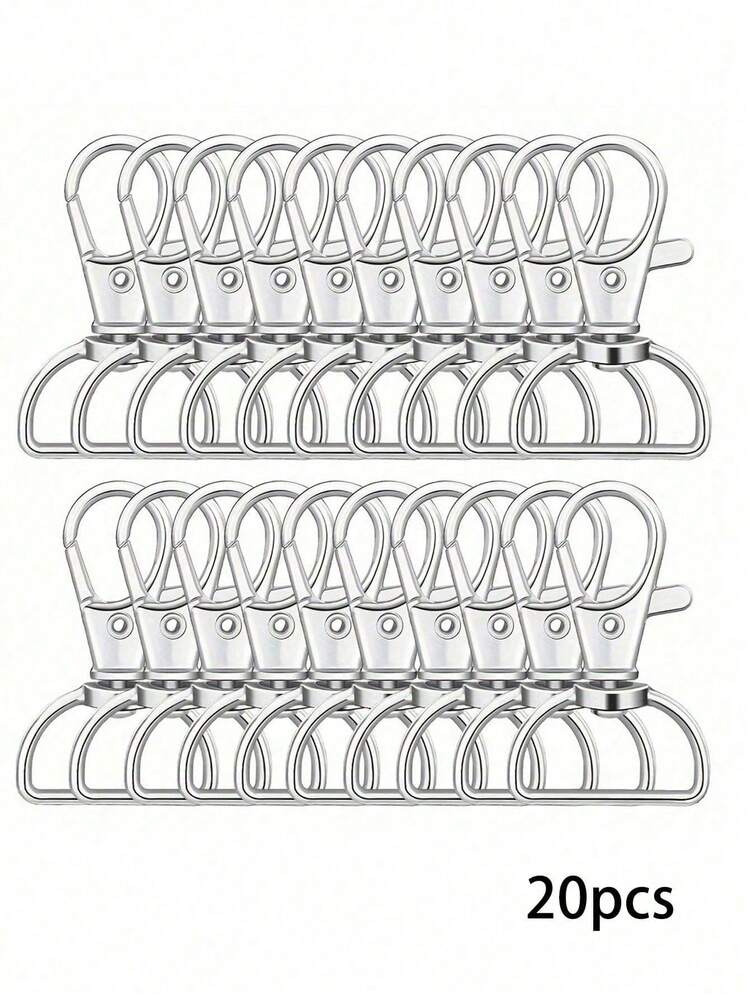 20 件旋转弹簧钩钥匙扣夹带 D 形环，适用于钥匙圈、挂绳和钱包制作，360° 旋转耐用锌合金 DIY 工艺五金配件 - 彩色 - 查看 19