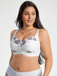 DesireSculpt 1 Áo ngực không dây ren chắp vá cỡ lớn - Đen và trắng - Xem 5