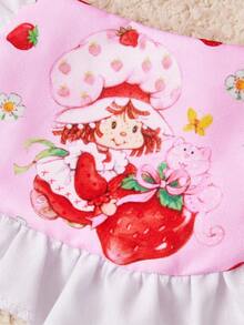 Strawberry Shortcake X SHEIN 1 chiếc yếm cho thú cưng họa tiết hoạt hình dễ thương, phù hợp cho mèo, chó, yếm quàng cổ cho thú cưng, yếm thấm nước dãi cho chó, phụ kiện thú cưng, kiểu công chúa, dâu tây, phong cách đồng quê, ý tưởng quà tặng. - Hồng - Xem 4