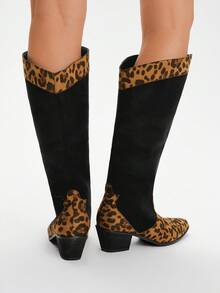 Styleloop 女式铆钉拉链刺绣装饰粗跟尖头一脚蹬靴，适合节日、户外、万圣节、圣诞节、派对、音乐节、秋季西部靴，核心 - 彩色 - 查看 5