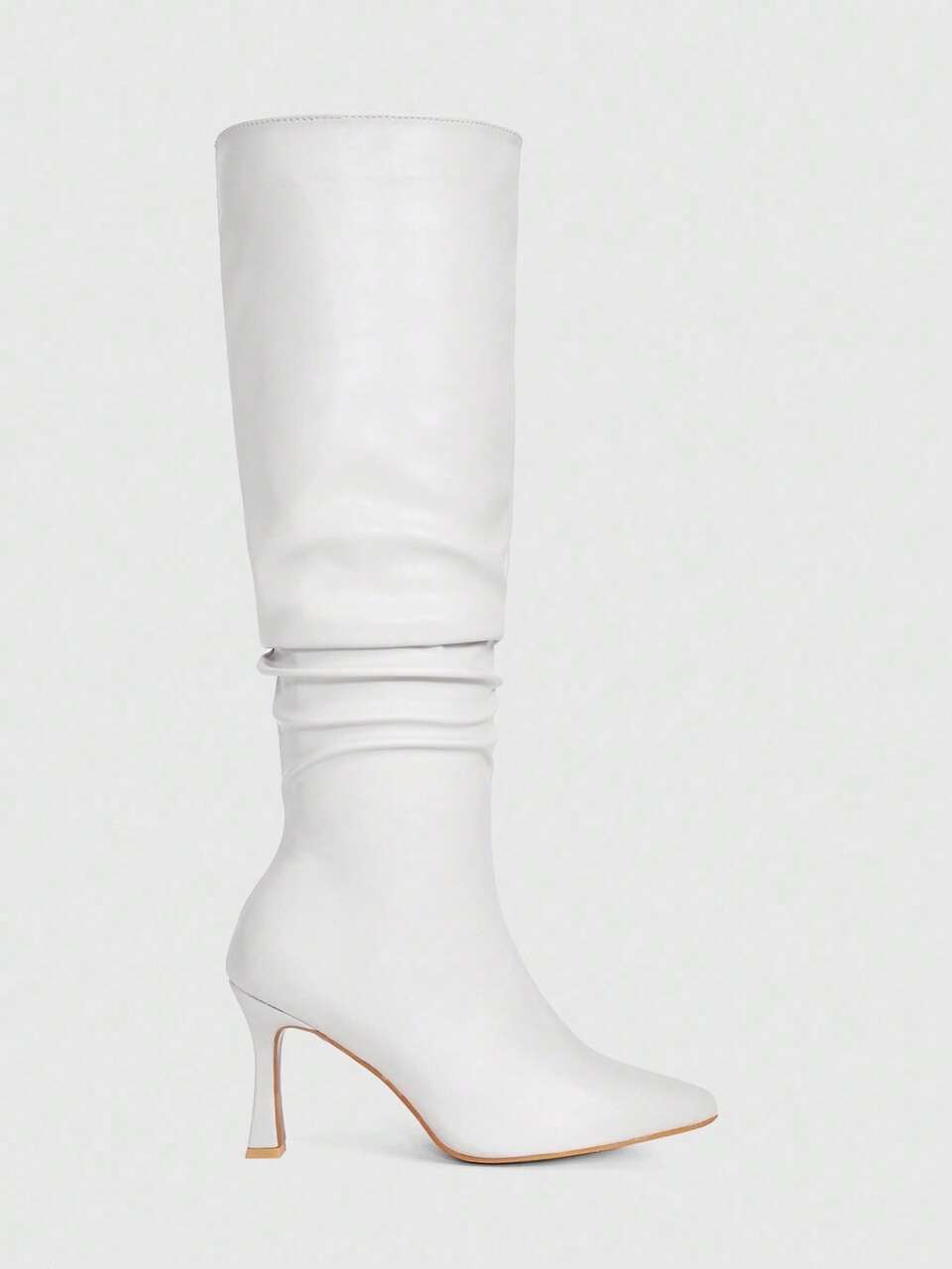 CUCCOO SZL Women's Pointed Toe Rhinestone Embellished Wrinkled Tall Boots, Sexy High Heel Knee-High Boots For Nightclub Party For Christmas Spring Shoes