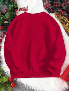 Tween Boy Christmas Sweatshirt, Casual Comfortable Santa Claus Holding Lantern & Snowman Graphic Design, Loose Fit Long Sleeve Crew Neck Pullover Top, Suitable For Fall/Winter, Christmas Outfit