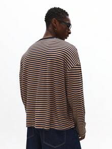 SUMWON Stylish Striped Long Sleeve T-Shirt Contemporary Nautical Regular Fit Crew Neck Jersey Knit Autumn Winter Casual Loungewear Urban Streetwear Basic Essential - Multicolor - View 2