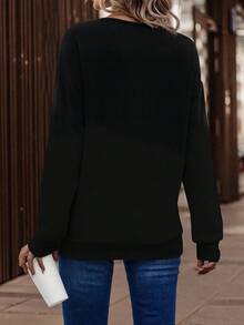 EMERY ROSE 女士秋冬新款商务休闲交叉领设计卫衣，大码，热销款 - 彩色 - 查看 2