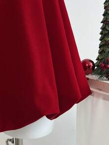 SHEIN Unity Women's Dark Strapless Backless Bubble Ruffle Hem Sleeveless Mini Dress,Elegant Summer Party Wedding Minimalist Fashion Everyday Wear - Burgundy - View 6