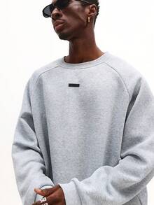 SUMWON Essential Raglan Sweatshirt And Cuffed Jogger Set Loungewear Comfortable Everyday Basics Casual Streetwear Fall Winter Athleisure Coordinates Two Piece Outfit Plain - Grey - View 5