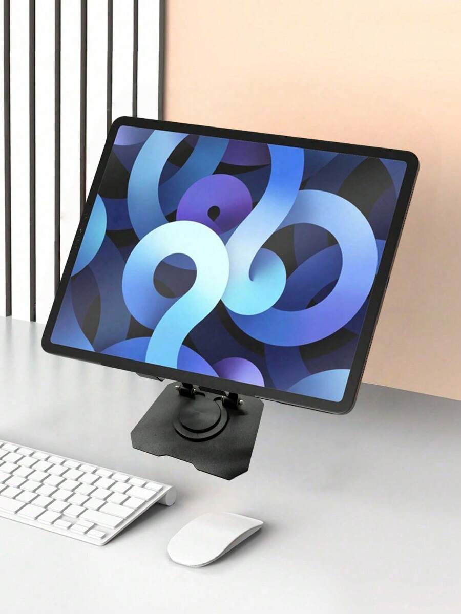 SHEIN 1 个金属平板电脑支架，通用可调节折叠式桌面支架，兼容 iPad，360° 旋转，用于观看视频和直播 - 彩色 - 查看 1