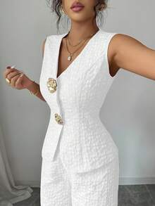 Rafferiza Women's Elegant Textured 2 Pieces Set, Pink, Summer - White - View 7