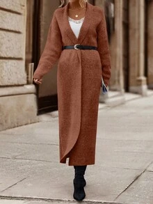 EMERY ROSE Áo khoác cardigan trơn màu thường ngày cho nữ, Thu/Đông - Rỉ Nâu - Xem 6