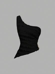 Sweetra 性感装扮 - 不对称领口上衣 + 荷叶边迷你裙