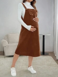 SHEIN 孕妇纯色简约休闲吊带连衣裙