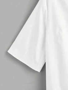 EMERY ROSE 大码纯色休闲百搭衬衫，适合秋夏季 - 白色 - 查看 7