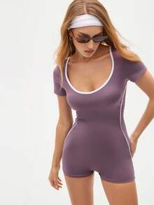 Eassivo Women's Purple Sports Running Fitness Yoga Jumpsuit